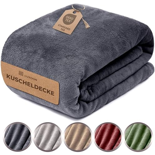 Luxoon Fleecedecke Flauschig Warm Winter – Kuscheldecke für Gemütliche Winterabende, Ultra Weich und Wärmend, Ideal für Sofa und Bett, 100% Polyester, Farbe 1er Pack 130x150cm, Anthrazit