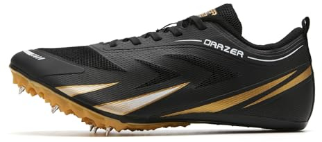 LEOCI Leichtathletik-Spikes Unissex Erwachsene Leichtathletikschuhe für Männer und Frauen, schwarz / goldfarben, 43.5 EU