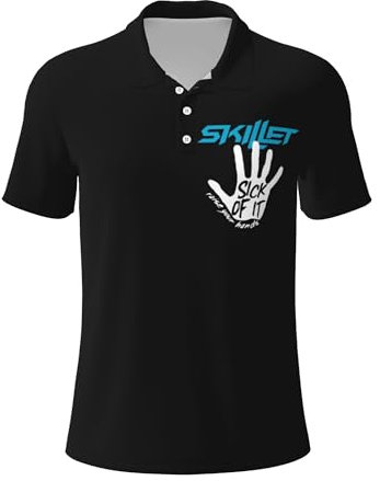 Śkillet% Rock Band Men's Polo Shirt Rock Music-Themed Short-Sleeved Casual Shirt Breathable Summer Tops Fan Fashion Peripheral Gifts 3X-Large