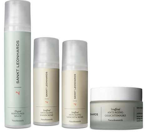 SANKT LEONHARDS - Anti-Aging Set - Reinigungsmilch, Gesichtscreme, Gesichtsmaske & Handcreme - mit wertvoller Bio-Molke aus Stuten- & Ziegenmilch & natürlichen Wirkstoffen für ein strafferes Hautbild