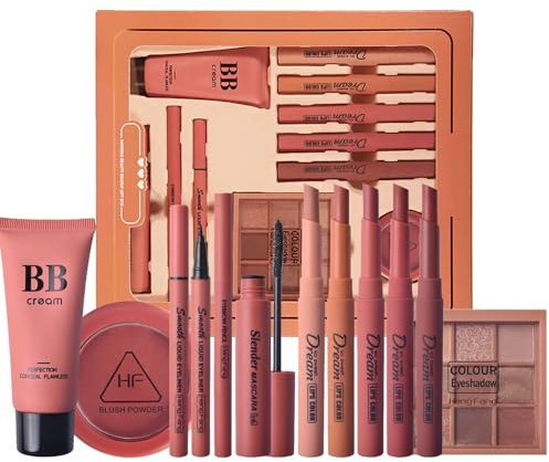 Clawrex All In One Make Up Sets, 11 Stück Korean Make Up Set, Schminke Geschenk Set für Frauen Mädchen, Schminke Set Inklusive Lippenstift, Eyeliner, BB cream, Rouge und Mascara, Perfekte Geschenk