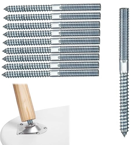 Azlanway Torx Lot de 10 vis à double filetage M6, M6 x 60 mm, TX15, vis à bois, en acier galvanisé