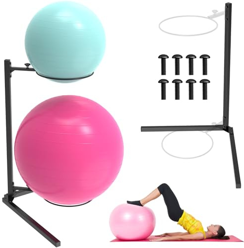KOMOHOM Professioneller Yoga-Ball-Aufbewahrungshalter, Gymnastikball-Ständer, Stabilitätsball-Unterstützung
