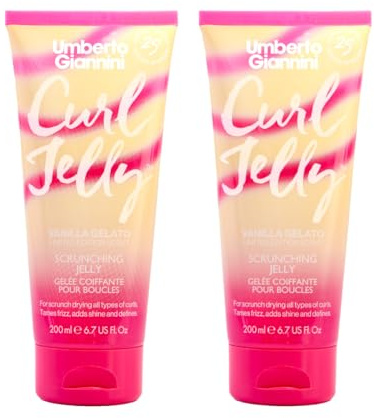 Umberto Giannini Curl Jelly Scrunching Jelly Limited Edition Vanilla, Vegan & Cruelty Free Frizz Styling Curl Control Hair Gel for Curly or Wavy Hair (Curl Jelly Vanilla 2 Pack)