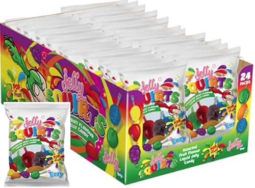 Jelly Squirts - Fruit Flavoured Candy Jelly, Assorted Pack, 24 Bags