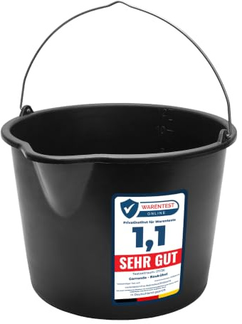 Garronda Putzeimer 2 Pack 12 L mit Ausguss Baueimer Mörteleimer GD-0168 | Maurerkübel, aus recyceltem Kunststoff, mit Metallhenkel, für Baustelle, Garten und Haushalt, als stabiler Maurerkübel