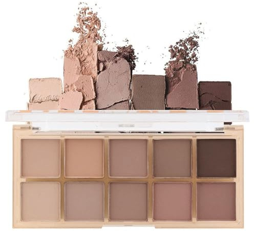 TESGADGETS Lidschattenpalette mit 10 Farben in Nude-Rosa (matt), neutrale Nude-Töne, langanhaltend, wasserfest, Reisegröße, vegan, tierversuchsfrei