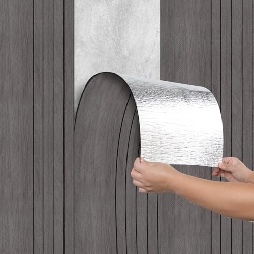 Camiraft Peel and Stick Wall Panels Self-Adhesive Wood Paneling Wallpaper Waterproof 3mm Thick Stick on Wall Panels for Kitchen,Living Room,Bedroom,Ceilings,Office,40x300CM Dark Grey#