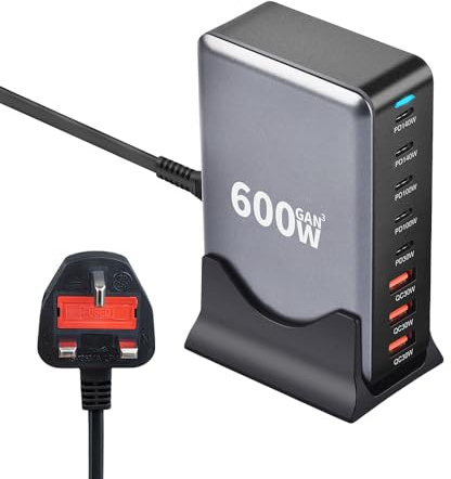 iCatchy 600W GaN Fast Charger, 140W PD 3.1 Multi-Port USB-C Desktop Charging Station, Type-C Power Adapter for iPhone, MacBook, Laptop, Tablet & More