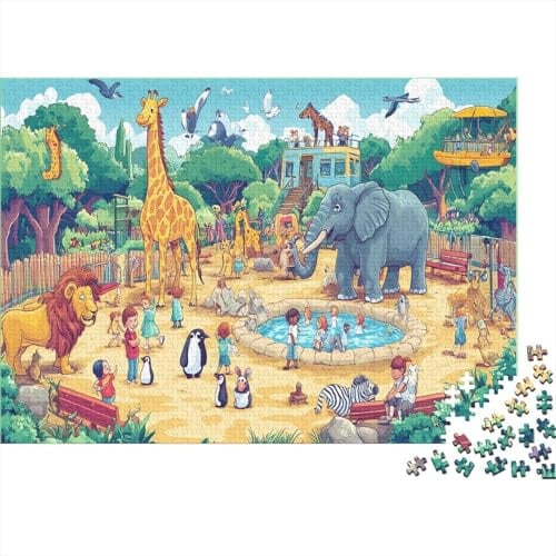 Tiere im Zoo Puzzle 1000 Teile Mit Einzigartigen Puzzleteilen Lieblingspuzzle Zur Förderung Der Feinmotorik Als Reise-Jigsaw-Puzzle EIN Gedenkgeschenk-Puzzle 52x38cm/1000pcs