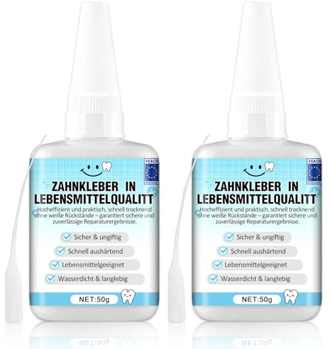 Zahnkleber für Zähne, Zahnkleber, Zahnprothesen Kleber, Zahnzement, Spaltfüllend, Schnell Trocknend, Witterungsbeständig und Wasserdicht, Geeignet für Die Zahntechnik und Alle Materialien,100g