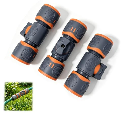 Zlokdraxy 3 Schlauchkupplungen Regulierventil 3/4 Zoll für Gardena | 3 Kupplungen ABS/TPR, Regulierventil, wasserdicht, einfache Montage, 3/4 Zoll, für Bewässerung, Garten & Reinigung