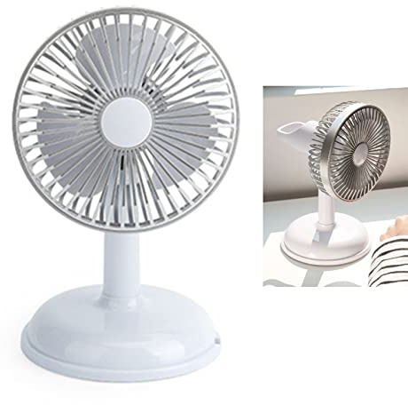 OVAQUIXI Ventilador Eléctrico Vintage de Plástico, Retro, de Pie, con Carga USB, Mini Ventilador de Escritorio, Cubierta Extraíble, Ligero, 330 G, para el Hogar, Oficina, Escritorio, Aula (azul claro)