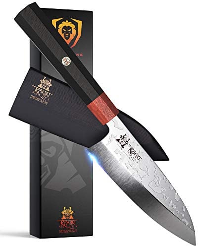 DALSTRONG Deba Knife - 6 inch Single Bevel Blade - Ronin Series - Fish/Fillet Knife - Japanese AUS-10V Damascus - Asian Knife - Kitchen Knife - Red & Black G10 Handle - w/Sheath