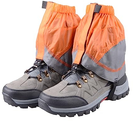 TRIWONDER Unisex wasserdichte Gamaschen, Leicht Trail Gaiters, Niedrig Gaiter für Wandern, Klettern, Jagd (1 Paar) ((orange & grau)