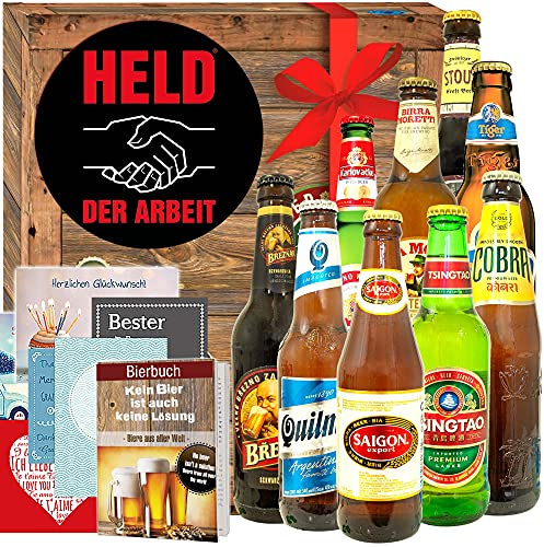 Held der Arbeit: Das perfekte Geburtstagsgeschenk – 9er Premium Bier Tasting + Bierbuch + Bewertungsbogen + 6x Geschenkkarten