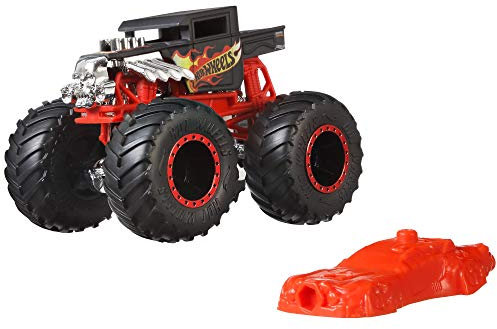 Hot Wheels Monster Trucks Voiture de Course Bone Shaker avec Roues Géantes, Véhicule à l'échelle 1/64, Jouet pour Enfant, GJY18