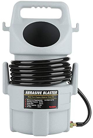 Kit de granallado de disparo, capacidad de 50 libras portátil neumático de Blaster Kit de pistola de chorro de de 15 pies manguera y tolva de 50 libras