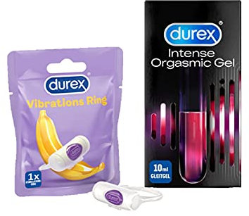 Durex Vibrationsring + Stimulationsgel für bis zu 20 Minuten vibrierende Lust und Erregung mit 1x Durex Intense Vibrations Stimulationsring + 1x Durex Intense Orgasmic 10ml
