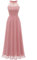 Wedtrend Damen Brautjungfer Kleid Damen Lang Chiffon Abendkleid Party Ballkleider Neckholder Sommerkleid WT0201 Blush S