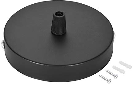 sourcing map Retro Licht Baldachin Set mit Schwarz Kordelgriff, Wandleuchte Deckenplatte Halterung, 100mm 3,9 Zoll Schwarz