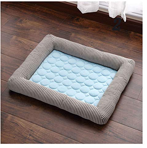YAOTT Hundebett Mit Kühlmatte,Kühlmatte für Hunde, ungiftig, Sommer, Schlafbett für kleine Hunde, Haustiere, Katzen, Welpen Blau 54 * 43cm