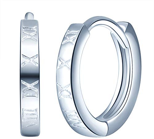 MicLee Damen Ohrringe Creolen 925 Sterling Silber Römische Zahlen Ohrschmuck Ohrstecker mit Geschenkbeutel