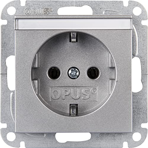OPUS® 55 Schutzkontakt-Steckdose mit Beschriftungsfeld Farbe alu - silber - seidenglanz