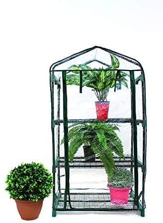 Serre per Orto, Giardino o Terrazzo - Varie Misure - Telo Trasparente in PVC e Struttura in Metallo Verniciato (69X49X125 CM - 3 RIPIANI)