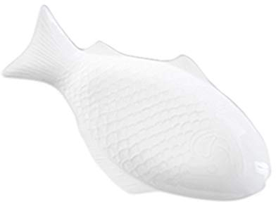 YARNOW Servierplatte in Fischform Fischplatte Aus Keramik Fischteller Aus Keramik Teller Kleiner Teller in Fischform Gratinform Salatbesteck Fisch Keramik Weiß Kommerziell