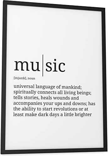 Papierschmiede® Definition Music, A3 Bild gerahmt im schwarzen Holzrahmen, Wandbild für Wohnzimmer, Schlafzimmer, Küche, Esszimmer, Poster Geschenk Wanddeko Spruch aufhängefertig
