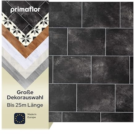 Primaflor PVC Bodenbelag Meterware - TURIN, Fliese Lido 8409, 2,00m x 3,00m, Vinyl-Boden in Fliesenoptik für Küche, Wohn- und Badezimmer, Hochwertige Auslegware, Anti-Rutsch Oberfläche