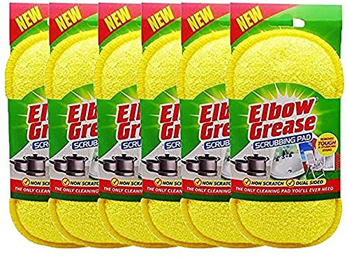 PHG Elbow Grease Scrubbing Pads | Oven/Bathroom/Kitchen Cleaner | Non-Scratch, Dual Sided Reusable Polyester Scourer Sponges for Household Use | Premium Quality Scourer Sponges | Pack of (6)