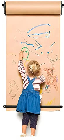 LZMZMQ Kraftpapierspender 50m/164ft lang Rolle aus Kraftpapier Displayhalter, An der Wand montiert Metzger Papierrolle Spender & Cutter, Kind Gekritzel Zeichenbrett, Schwarz Stahlrahmen