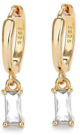 Mocicafier Goldene Creolen Damen mit Cubic Zirkonia Drop, 14K Gold Vergoldet, 2PCS