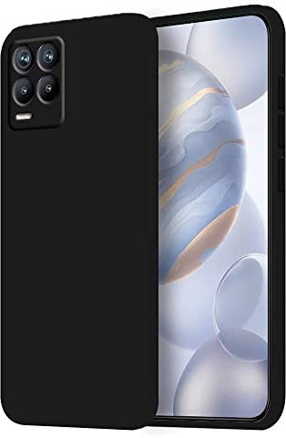 HONLEN Hülle für Realme 8 / Realme 8 Pro Schutzhülle Case, (6.4 Inches) Liquid TPU Silicone Handyhülle mit Fallschutz Silikon Cover Schwarz