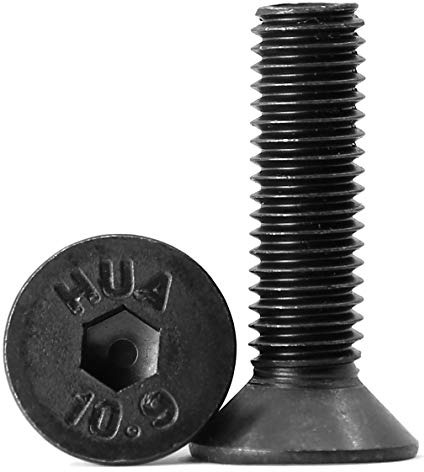 (20 Stück) M6x55mm Senkkopfschrauben mit Innensechskant Schrauben 10,9 Grad Kohlenstoffstahl Innensechskantschraube Vollgewinde schwarz
