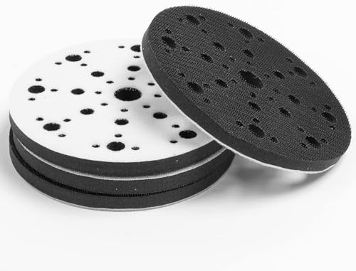 UPWOOD 6-Inch 49-Hole Soft Sponge Cushion Interface Pads, 4 Pads per Pack, for Polishing and Sanding Curved Surfaces, Hook and Loop Replacement Buffer Pad