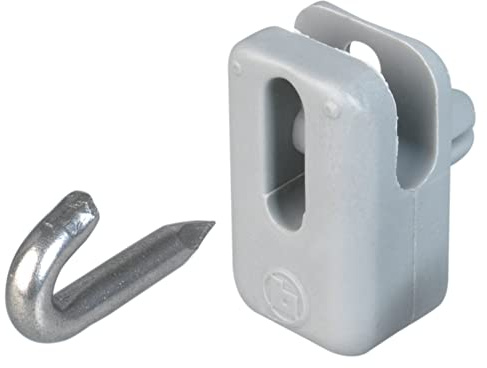 Alberts 655884 Drahthalter | für Spann- und Stacheldrähte | Kunststoff, grau RAL 7001 | 25 x 15 x 10 mm