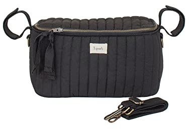 3 Sprouts - Kinderwagen Organizer - Tasche für Kinderwagen und Buggy - Kinderwagentasche - Stroller Bag - Schwarz