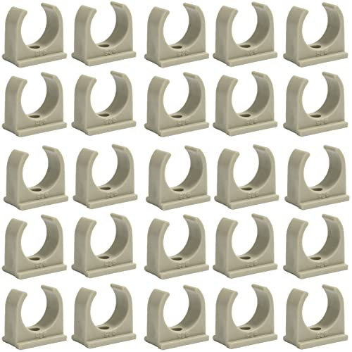 AERZETIX - C66828 - Lot de 25 colliers/clips de fixation simple Ø25 mm - en PPR/polypropylène/ - support murale/sol pour tube d'eau Ø25 mm - plomberie chauffage sanitaire alimentation montage