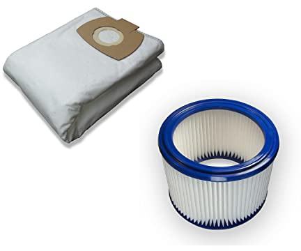 10 Filtersäcke Kallefornia K911 und 1 auswaschbarer PES Filter K704A geeignet für Nilfisk AERO 31-21 INOX PC Microvlies Staubsaugerbeutel der Staubklasse L mit Staubverschluss Vliessäcke Filtersack