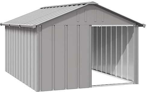 vidaXL Hundehütte Grau 116,5x153x81,5cm Verzinkter Stahl Hundehaus Hütte