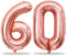 60th Birthday Balloons Rose Gold for Women, 40 Inch Giant Mylar Foil Number 60 Balloons Self Inflating, Rose Gold Digit 6 & 0 Helium Balloons for 60th Anniversary Party Decorations Supplies