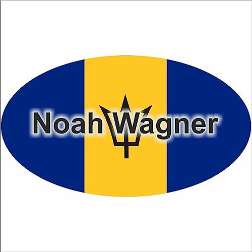 Kiwistar Adesivi Bandiera - Etichette adesive - Barbados - 10x6,6 cm - Personalizzato con Testo Desiderato - Decalcomania Nome - Auto, Scuola