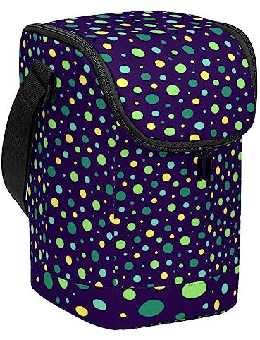 MUOOUM Lonchera reutilizable de lunares verdes, lonchera vertical grande con correa ajustable para el hombro