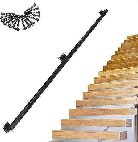 30cm-600cm Corrimano Nero in Ferro Battuto per Scale Interne ed Esterne, Staffe per Ringhiere per Scale Kit di Supporto per Terrazze Balconi Finestre Portico Corrimano per Ponte ( Size : 0.8m )