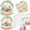 61 Woodland Party ornements - Woodland baby shower avec assiette, serviette, Animal Friends nappe renard Deer Forest Party ornements, 20 portions