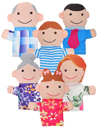 SAFIGLE 6St Familie Handpuppe handpuppen für Erwachsene Handpuppen Familie Puppentheater Bauernhoftiere für Kleinkinder 1-3 kinderspielzeug Marionette Plüschpuppen Handpuppenfamilie