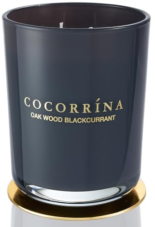 Cocorrína Candle Duftkerze im Glas - Eichenholz Schwarze Johannisbeere, Brenndauer bis zu 46 Stunden mit 2 Dochten, Natürliche Soja-Kerze, Weihnachten Geschenk Kerze, 420g